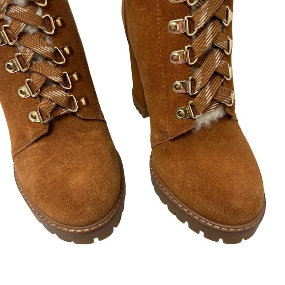 Gianni Bini Sight See Suede Shearling Lug Sole Booties Size 6.5 Hiker Platform - Picture 4 of 11